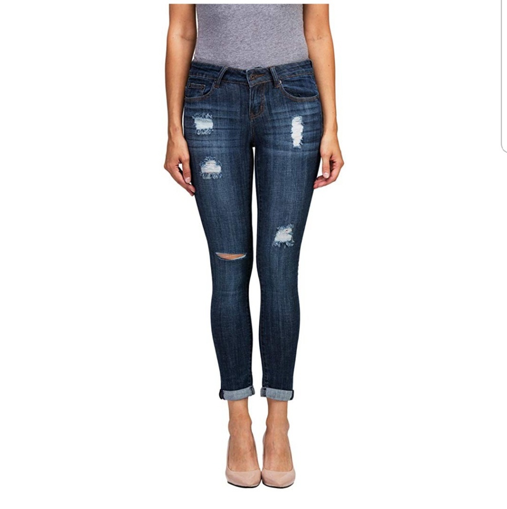 Distracted cuffed crop jeans